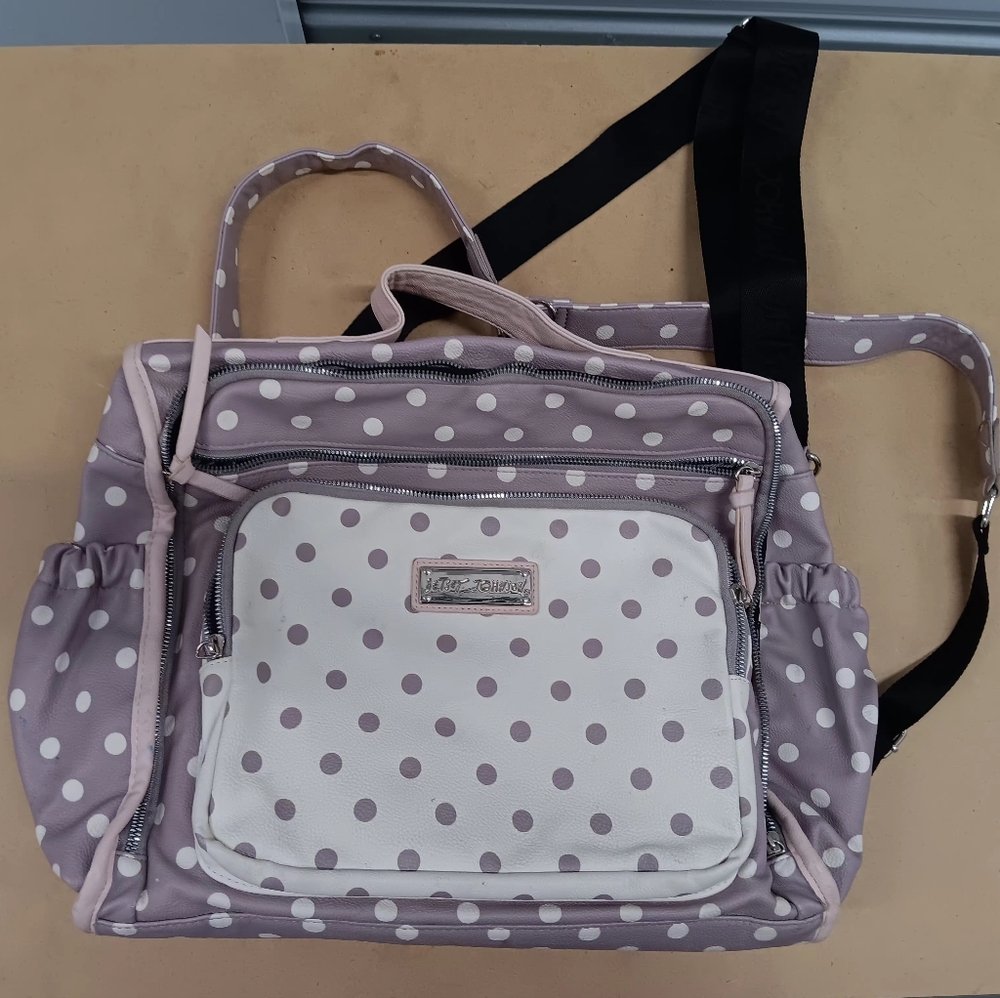 Betsey Johnson Purple and white polka dot diaper bag